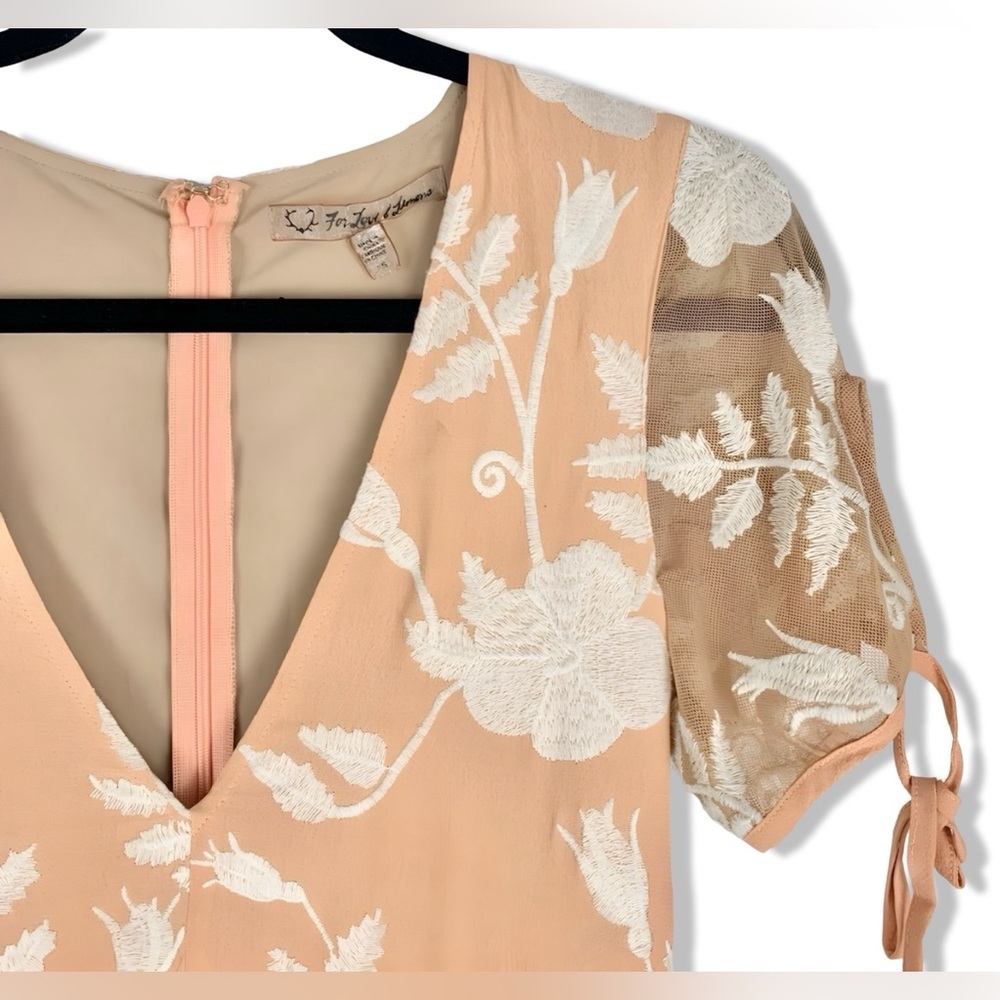 For Love and Lemons | Embroidered Plunge Mia Maxi Dress | Blush Peach Size S - Picture 5 of 14
